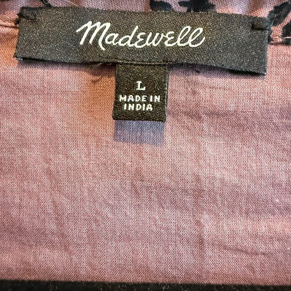 Madewell Purple and Black Mini Dress with Puff Sleeves and Pockets - Picture 7 of 8